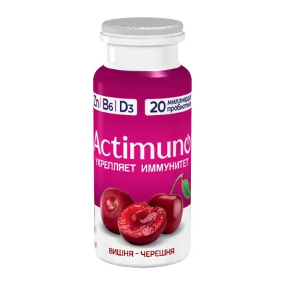 Изображение товара Кисломолочный продукт Актимуно вишня черешня и цинк 1.5% 95г