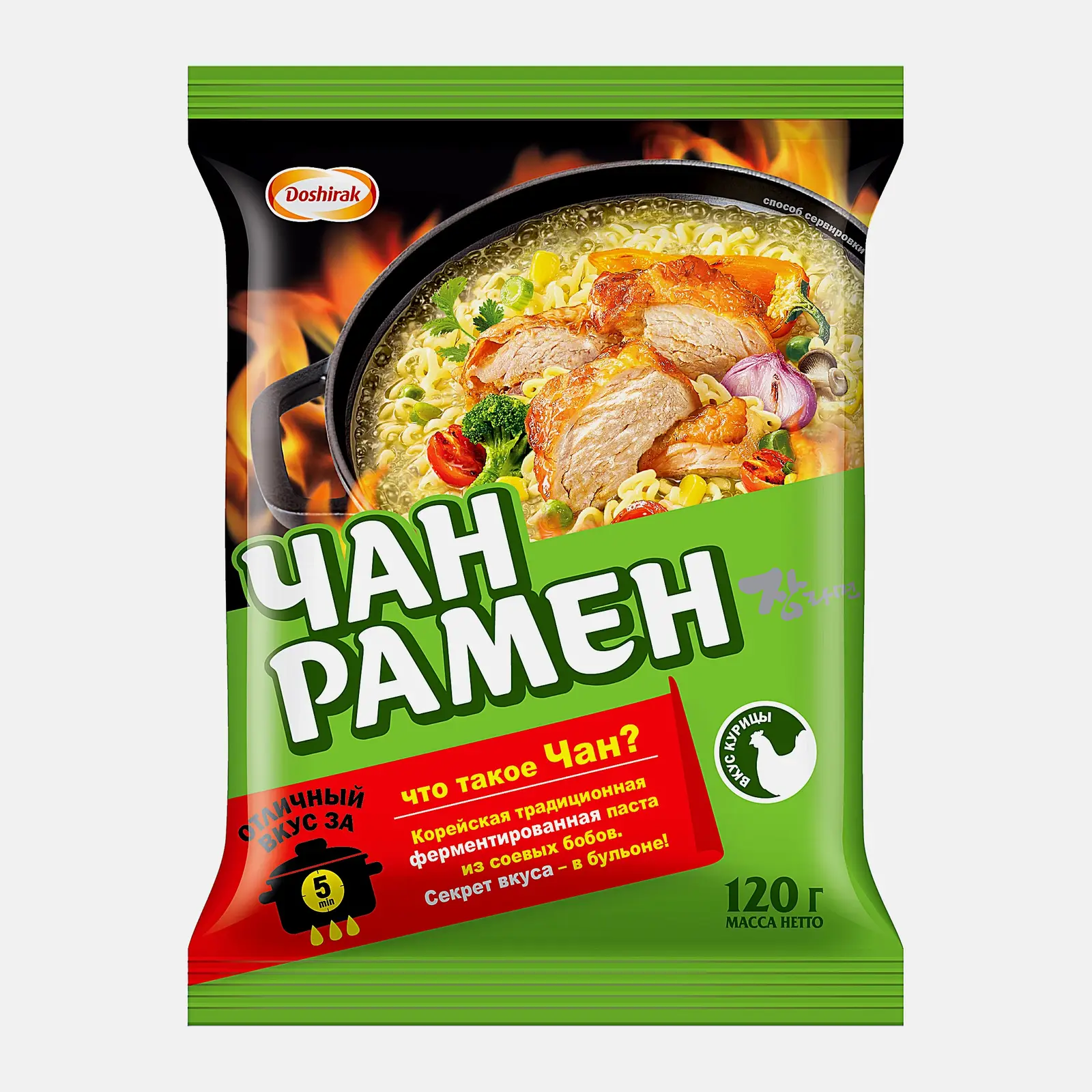 Изображение товара Лапша быстрого приготовления Доширак Чан Рамен со вкусом курицы 120г