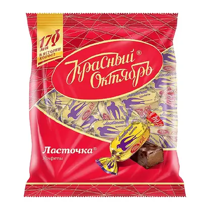 Изображение товара Конфеты помадные Ласточка 250 г Красный Октябрь с апельсином и шоколадной глазурью