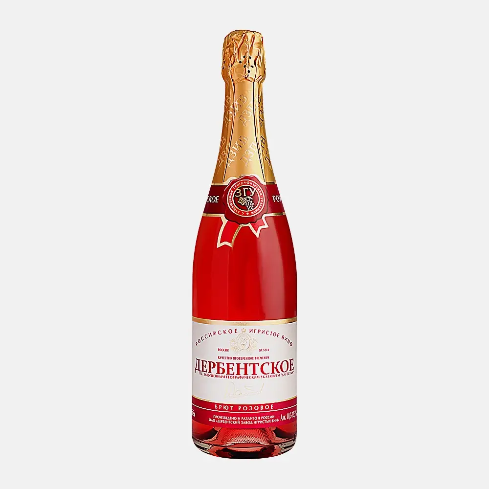 Изображение товара Российское игристое вино Дербентское брют розовое 750мл, свежий вкус и аромат