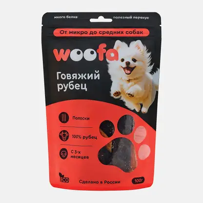 Лакомство для собак рубец говяжий полоски Woofa 100г