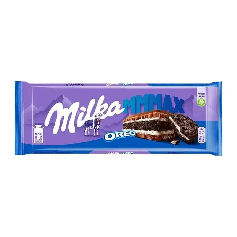 Изображение товара Молочный шоколад с печеньем Орео Milka Mmmax 253г - вкусное лакомство с хрустящими кусочками печень