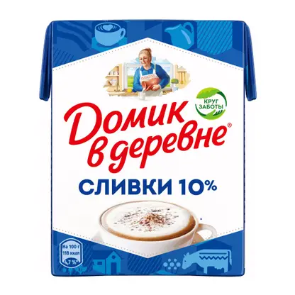 Изображение товара Сливки стерилизованные Домик в деревне 10% 200г