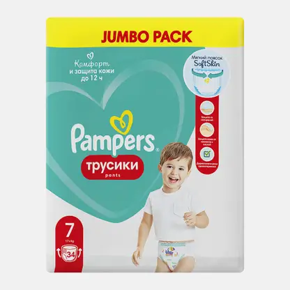 Трусики-подгузники Pampers 7 17+кг 34шт