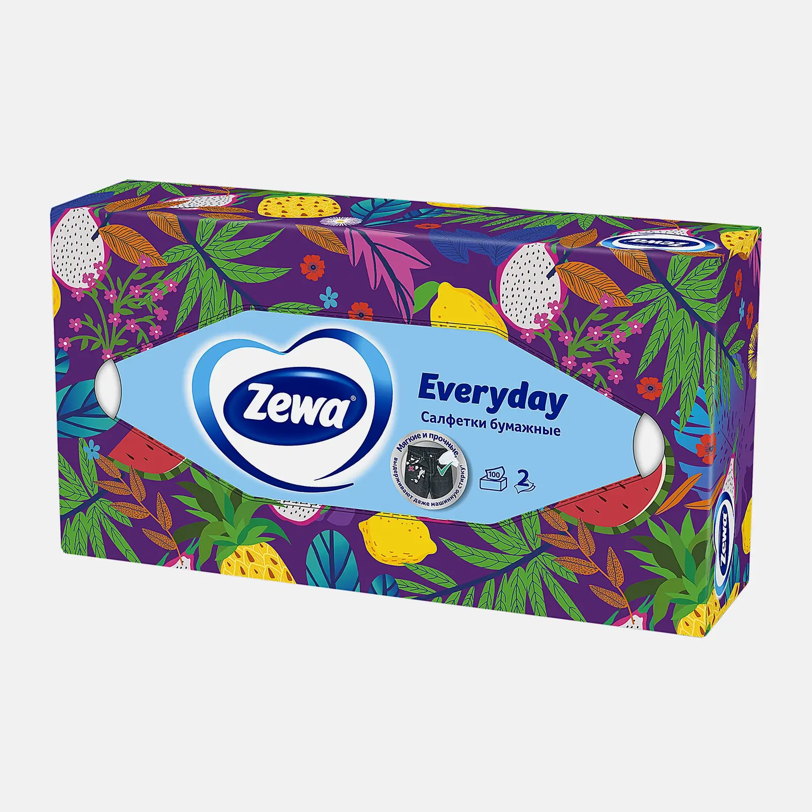 Салфетки бумажные Zewa Everyday 2 слоя 100шт в ассортименте