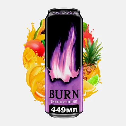 Энергетический напиток Burn Тропический микс 449мл