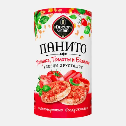 Хлебцы хрустящие Панито с паприкой томатом и базиликом Доктор Граин 80г