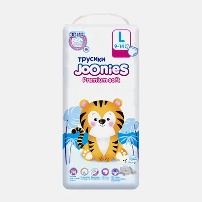 Трусики-подгузники Joonies Premium Soft р.L 9-14кг 44шт