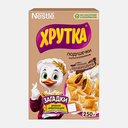 Подушечки Хрутка Мультизлаковые с шоколадной начинкой обогащенные кальцием 250г
