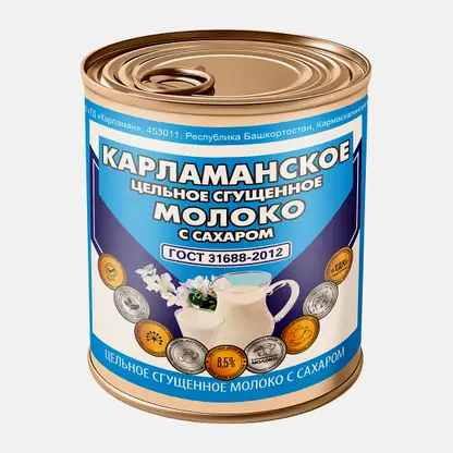 Молоко сгущенное цельное с сахаром Карламанское 8.5% 360г