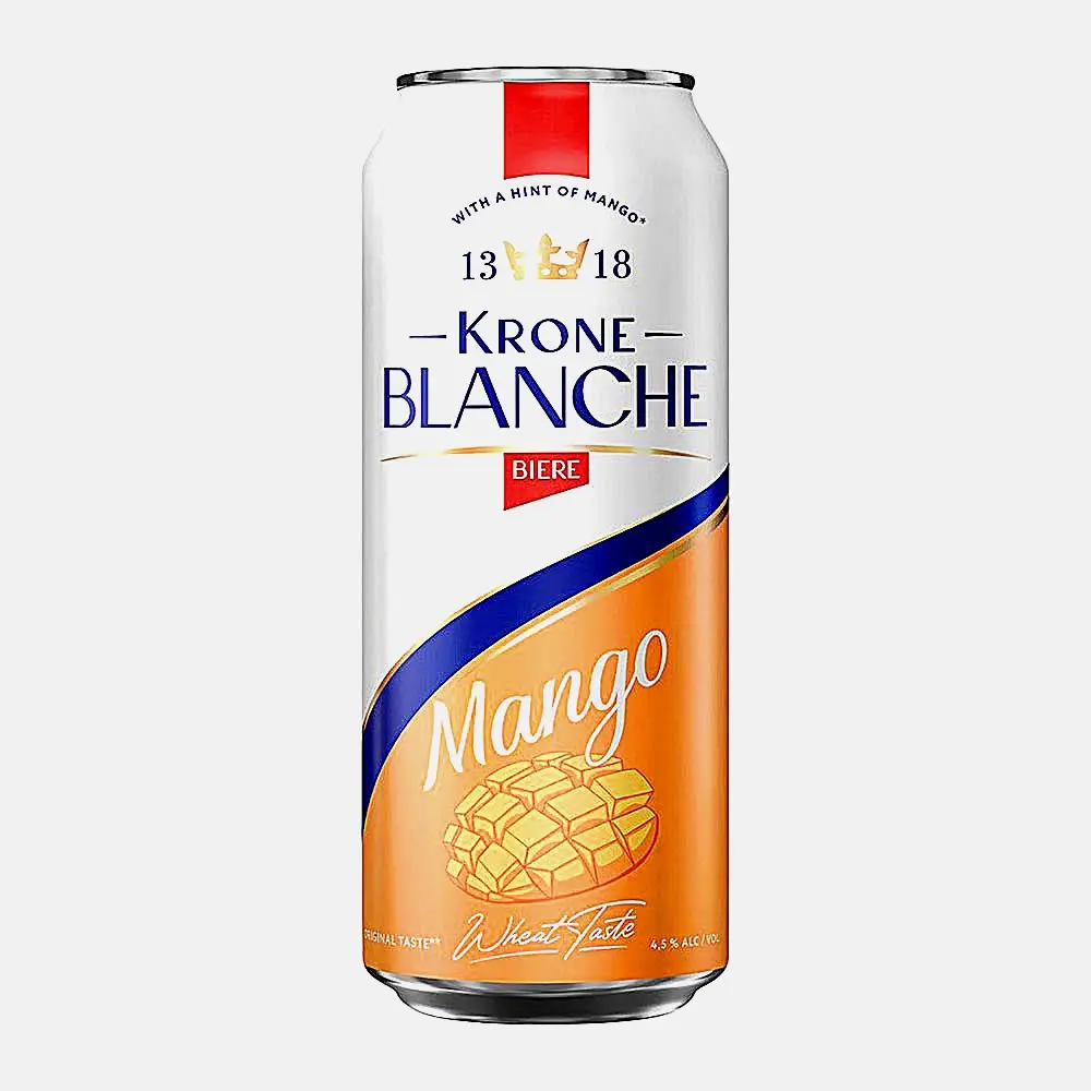 Изображение товара Пивной напиток Krone Blanche Biere Mango пастеризованный 450 мл с ароматом манго