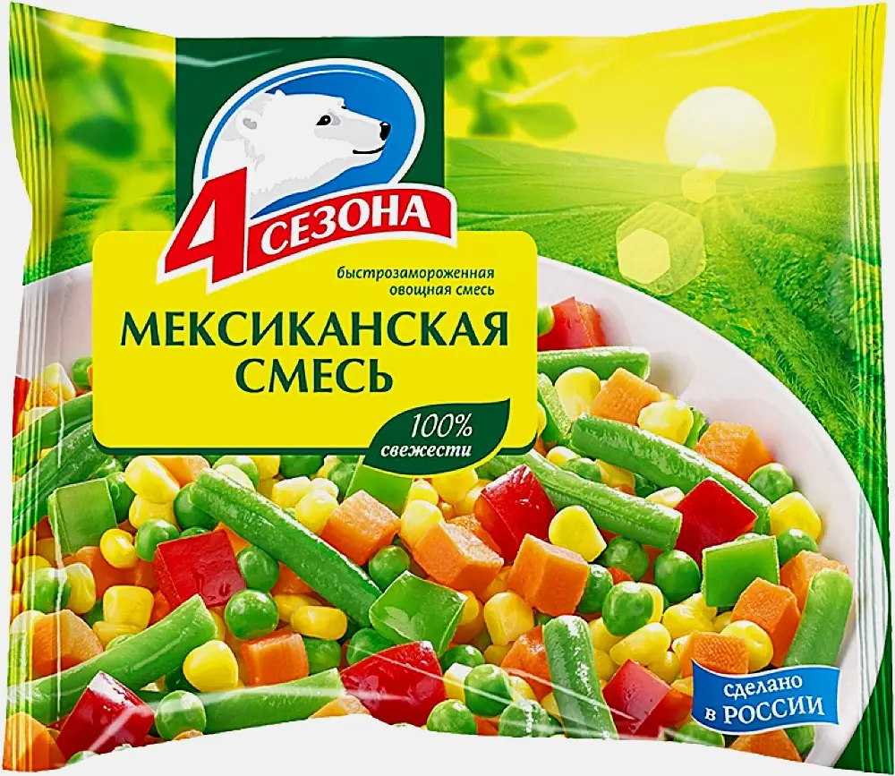 Смесь овощная 4 Сезона Мексиканская быстрозамороженная 400г Смесь овощная 4 Сезона Мексиканская быстрозамороженная 400г