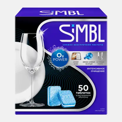 Моющие таблетки для посудомоечной машины сила кислорода Simbl 50шт