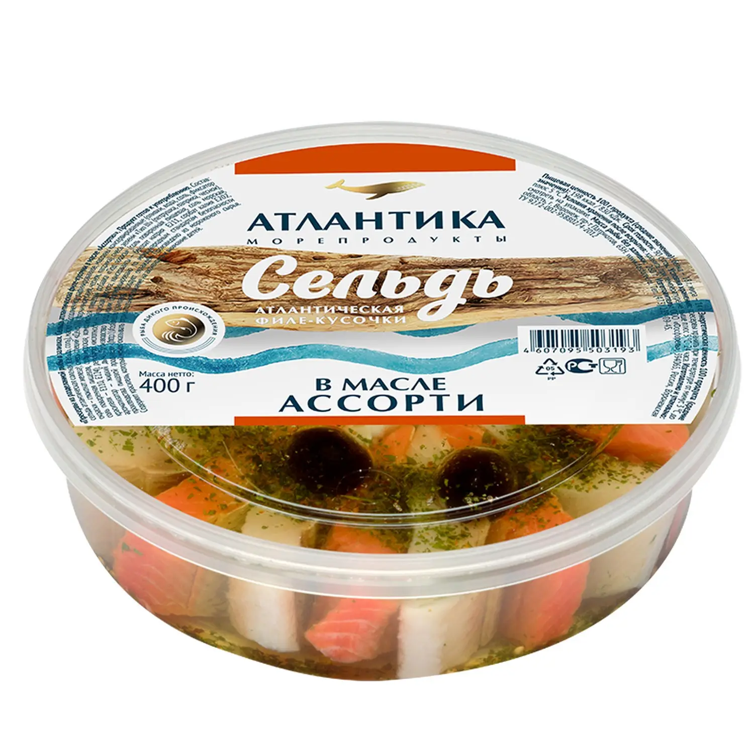 Изображение товара Сельдь атлантическая ассорти в масле 400г - вкусная и полезная закуска