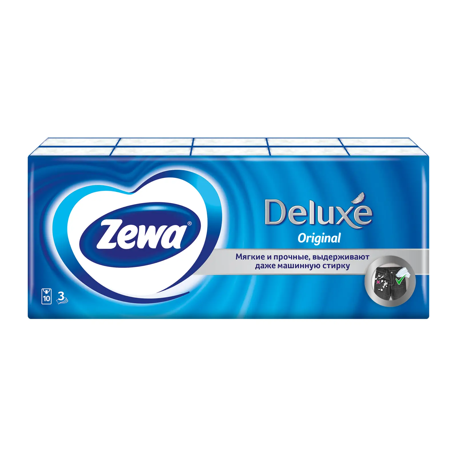 Носовые платочки 3 слоя Zewa Deluxe 10*10шт