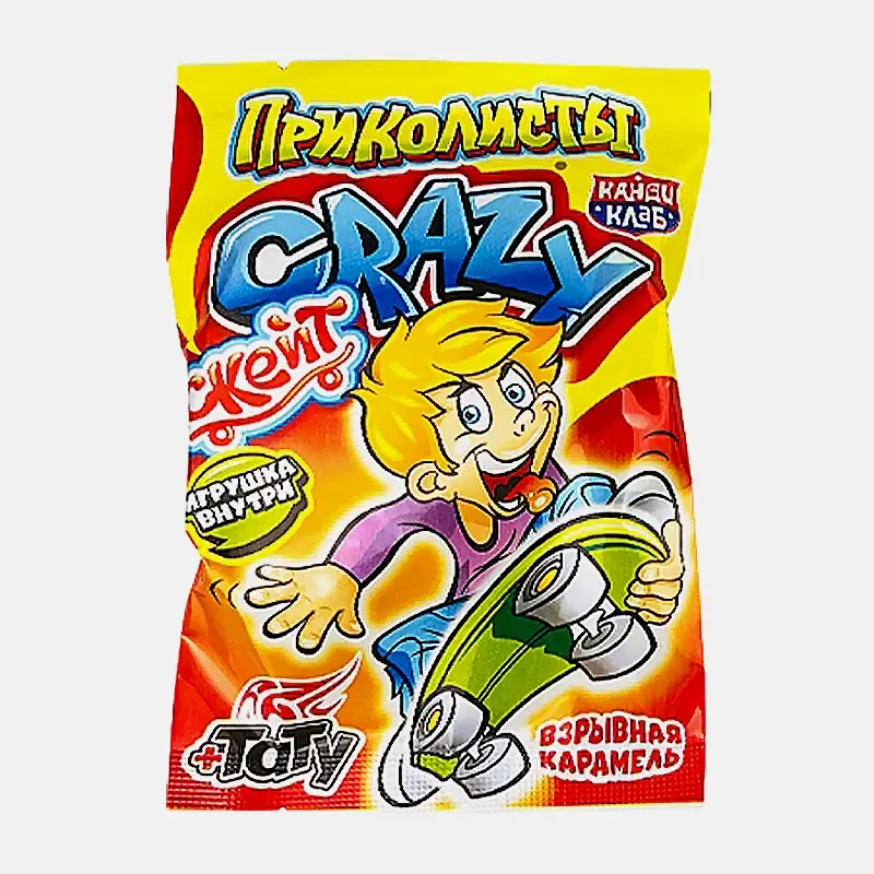 Изображение товара Взрывная карамель Crazy скейт с тату Канди клаб 1г в ассортименте