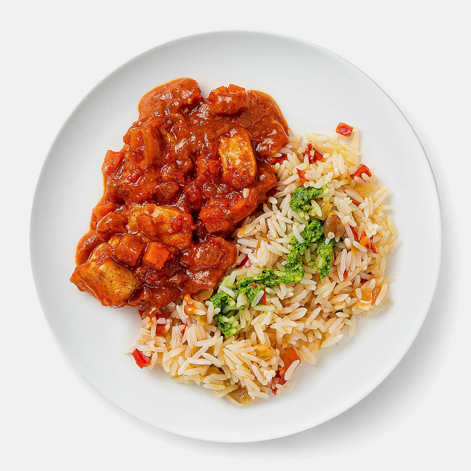 Изображение товара Гуляш из курицы с рисом 250г Йуми, готовое блюдо быстрое питание