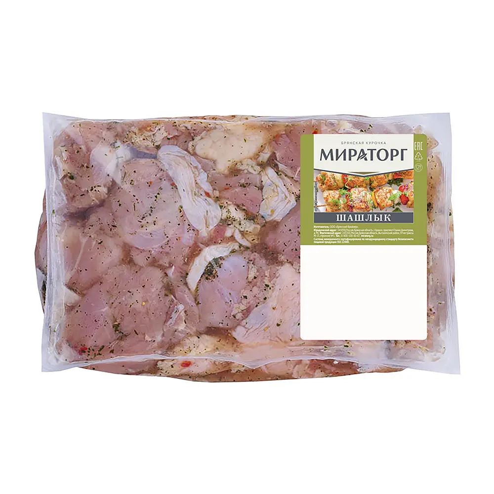 Изображение товара Шашлык из мяса цыпленка-бройлера Мираторг в маринаде 2.1 кг