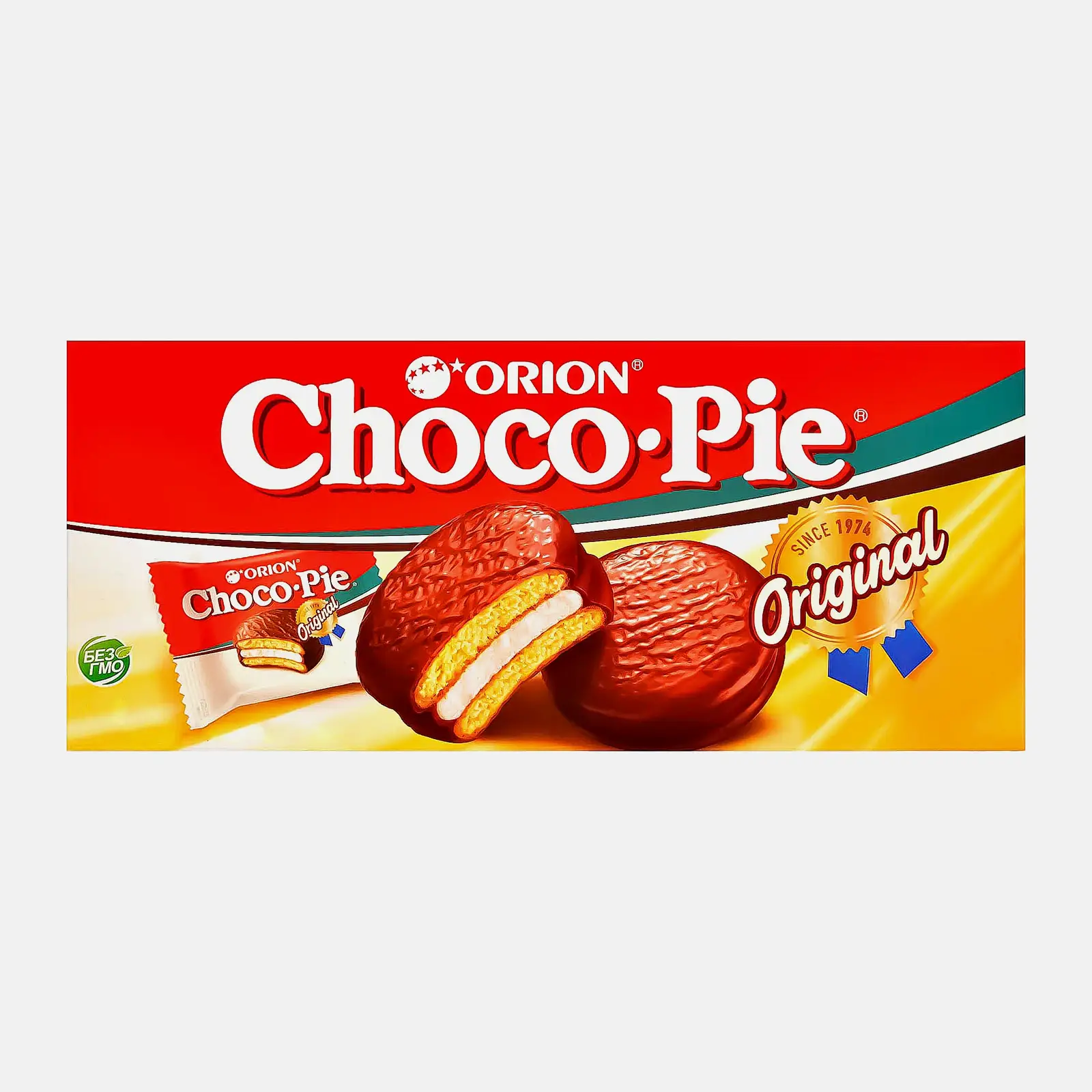 Изображение товара Пирожное Orion в глазури Choco Pie 180г вкусное шоколадное печенье с суфле