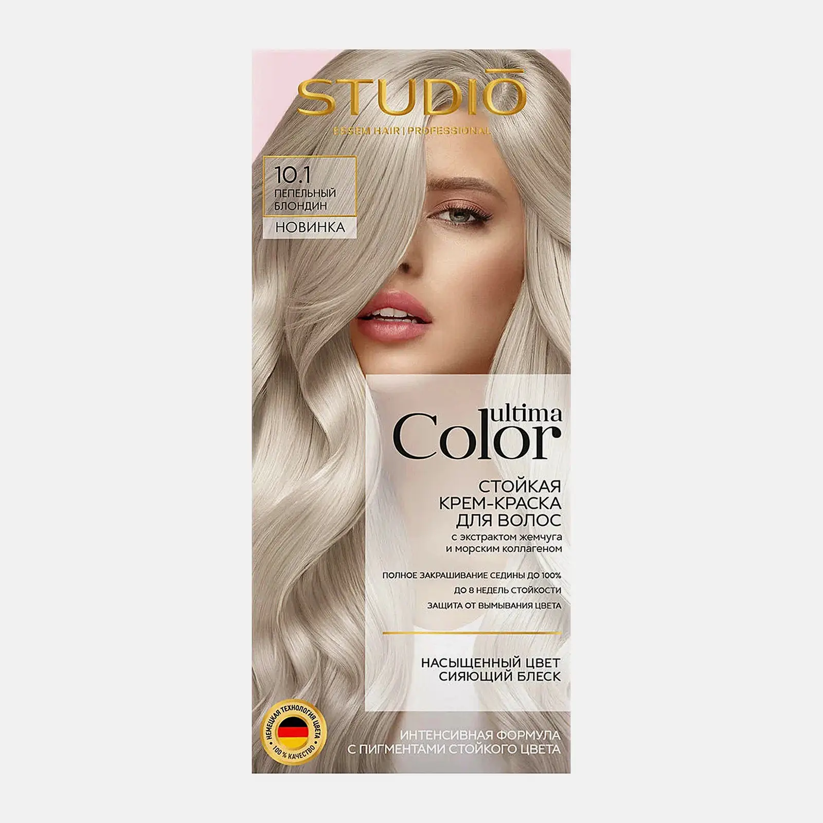 Стойкая краска для волос тон 10.1 Пепельный блондин Studio Professional Ultima Color 100мл