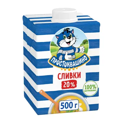 Изображение товара Сливки Простоквашино ультрапастеризованные 20% 500г