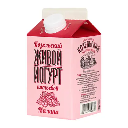 Изображение товара Йогурт Козельское Молоко Малина 2.5% 450г натуральный сливочный вкус