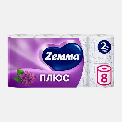 Туалетная бумага Zemma Плюс Сирень 2 слоя 8 рулонов в ассортименте