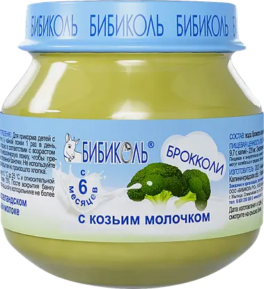 Бибиколь Пюре брокколи/козье молоко с 6 месяцев 80г ст/бан