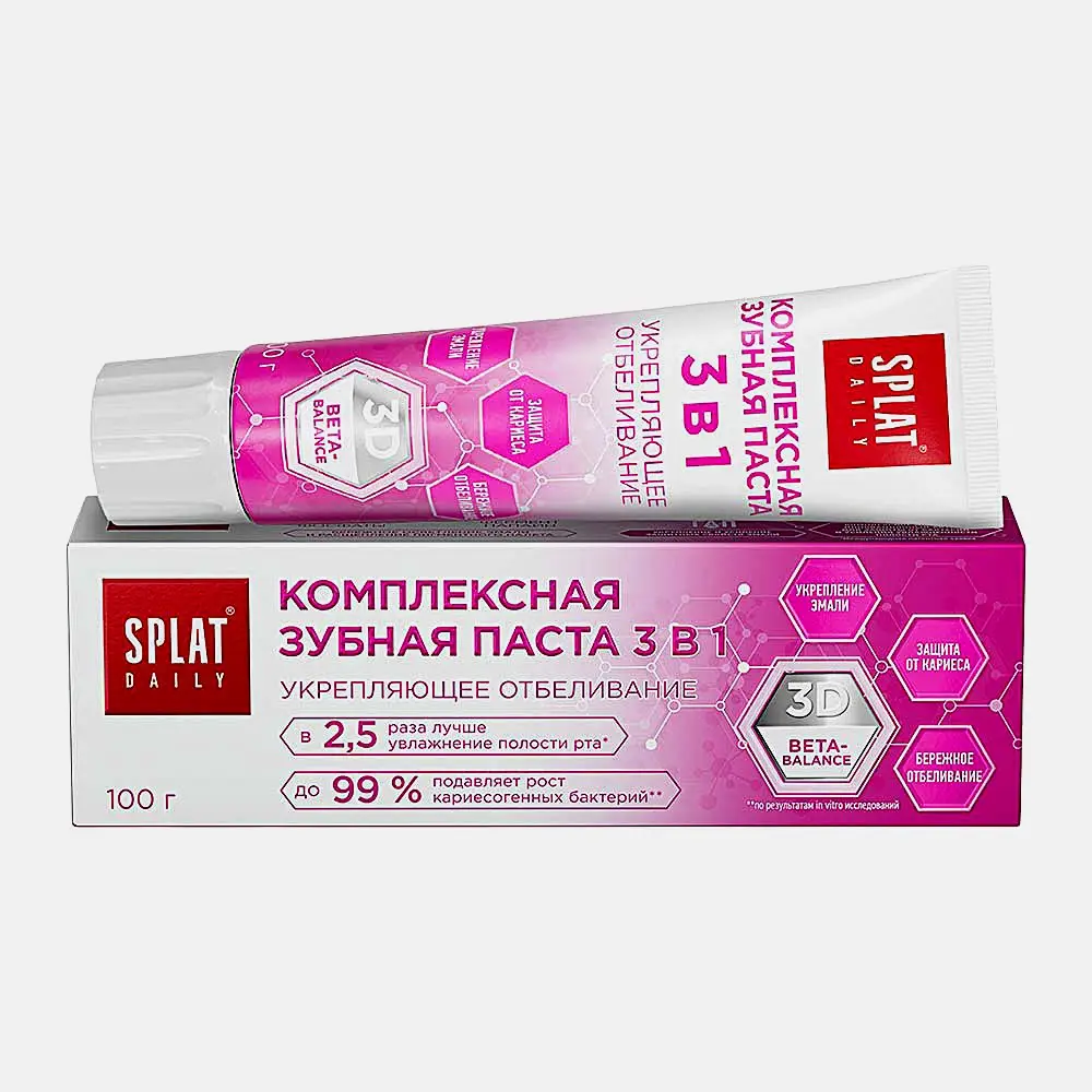 Зубная паста Укрепляющее отбеливание 3в1 Daily Splat 100г