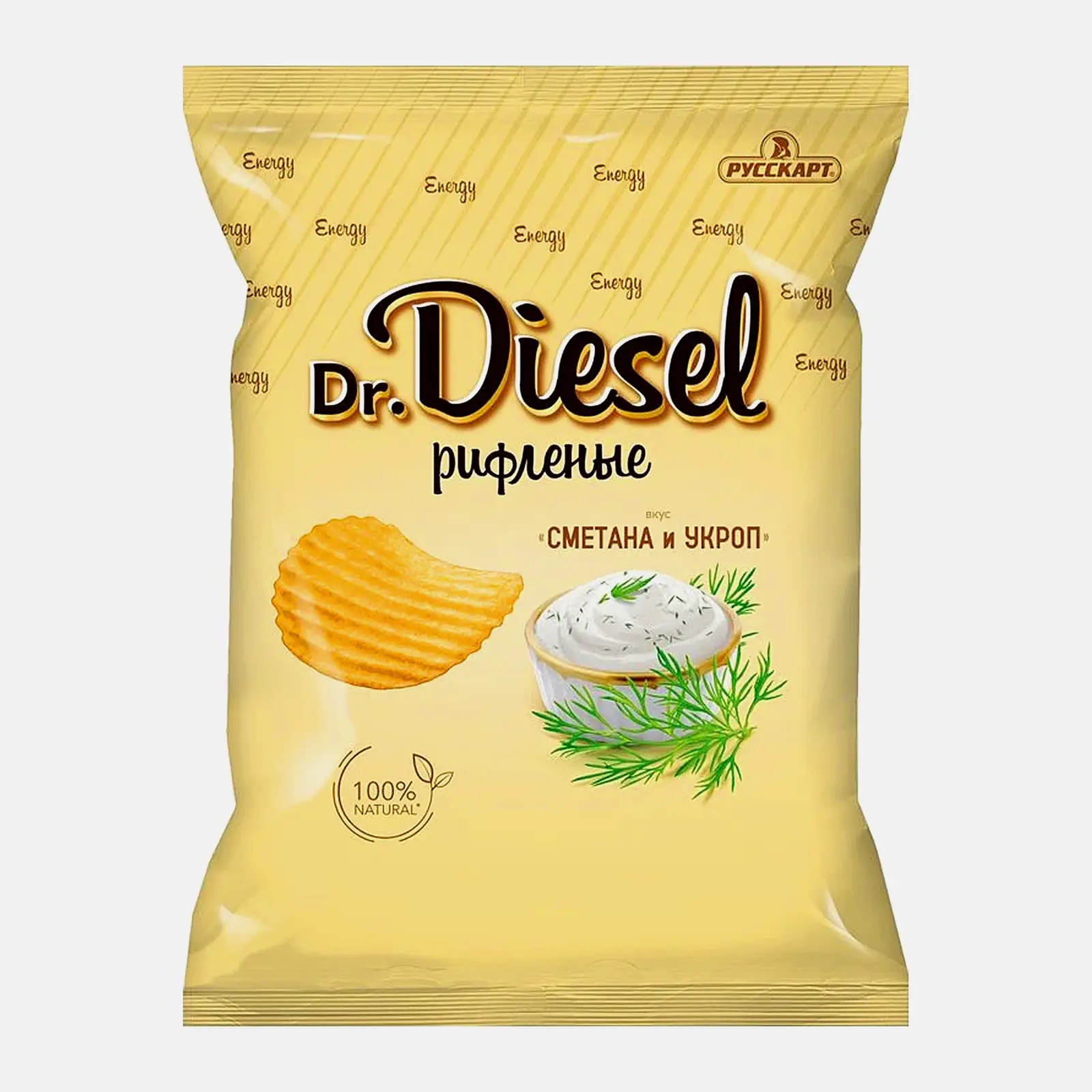 Чипсы рифленые Сметана и укроп Dr.Diesel 120г Чипсы рифленые Сметана и укроп Dr.Diesel 120г