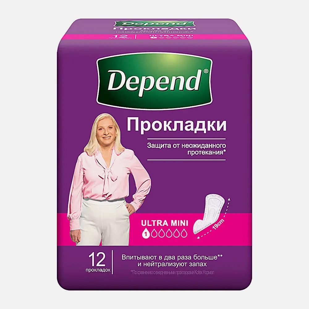 Урологические прокладки Depend Ultra Mini 12шт - фото 2 Урологические прокладки Depend Ultra Mini 12шт - фото 2
