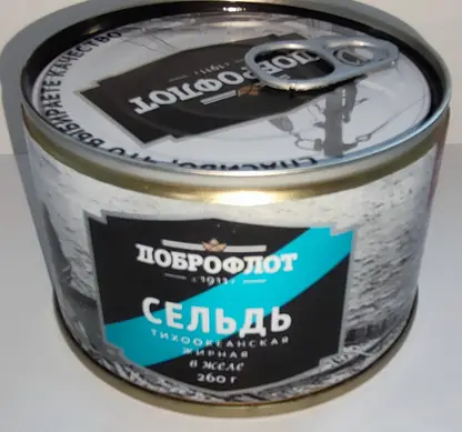 Изображение товара Сельдь тихоокеанская в желе Доброфлот 260г