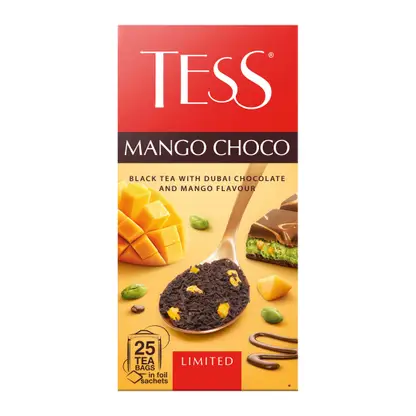 Изображение товара Чёрный чай Tess Дубайский шоколад и Манго 25 пакетов - насыщенный вкус и аромат