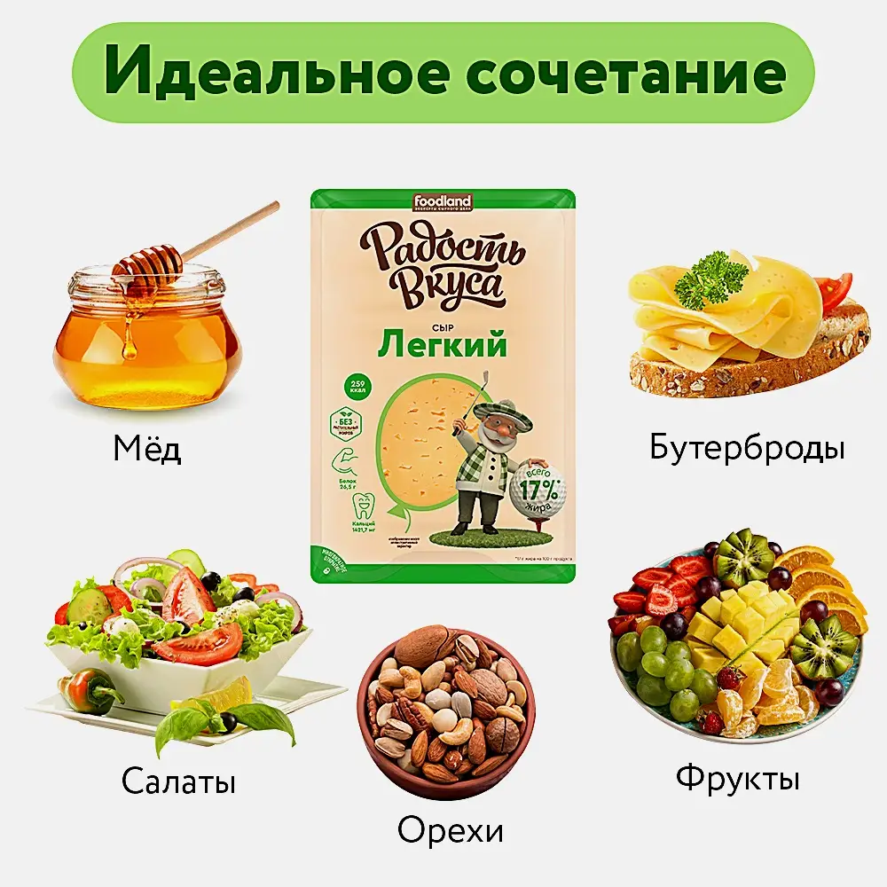 Сыр Радость вкуса Легкий нарезка 125г - фото 4 Сыр Радость вкуса Легкий нарезка 125г - фото 4