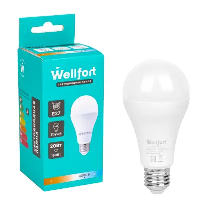 Изображение товара Светодиодная лампа Wellfort 20Вт Е27 холодный свет энергосберегающая