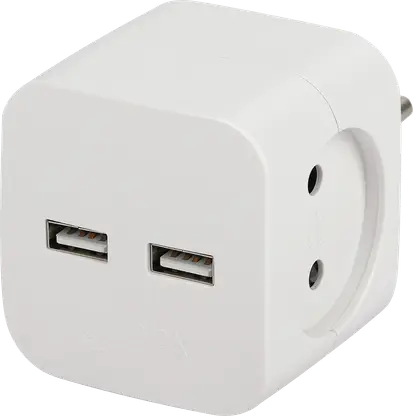 Тройник Эра  без заземления 2USB 10А белый 