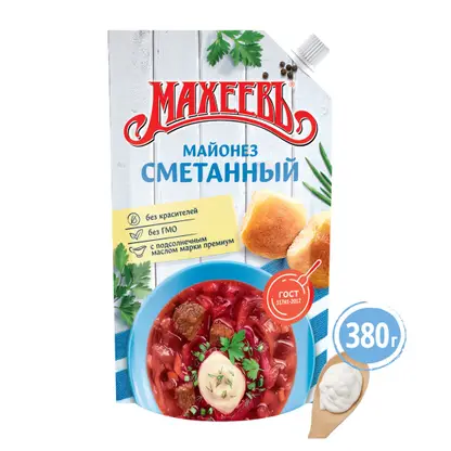 Изображение товара Майонез Махеевъ Сметанный 50.5% 380мл