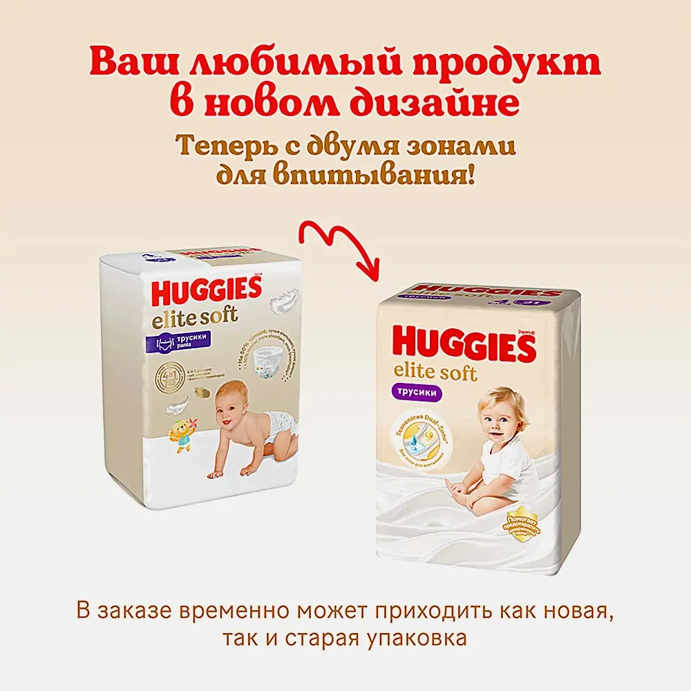 Подгузники-трусики №4 9-14кг Huggies Elite Soft 38шт