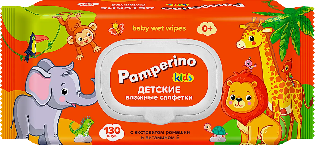 Салфетки детские влажные Pamperino Ромашка и витамин Е 130шт Салфетки детские влажные Pamperino Ромашка и витамин Е 130шт