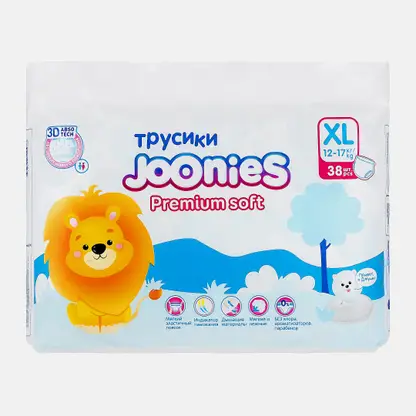 Трусики-подгузники Joonies Premium Soft р.XL 12-17кг 38шт