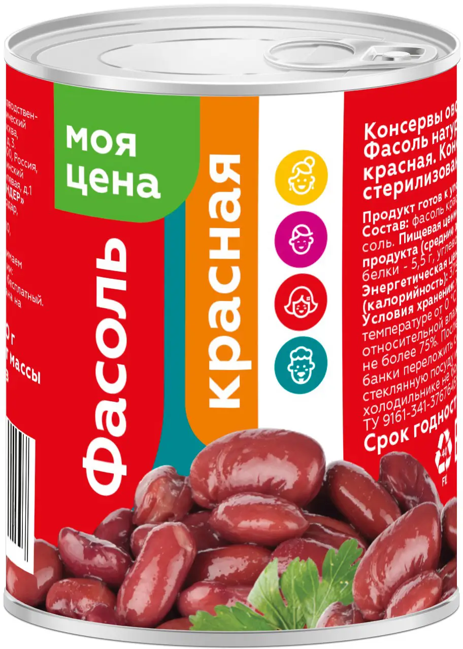 Фасоль Моя цена красная натуральная 360г - Магнит-Продукты