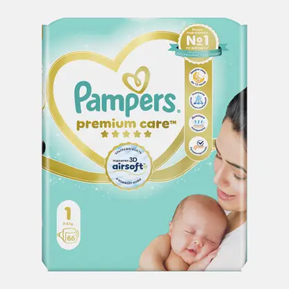 Подгузники Pampers Premium Care р.1 2-5кг 66шт