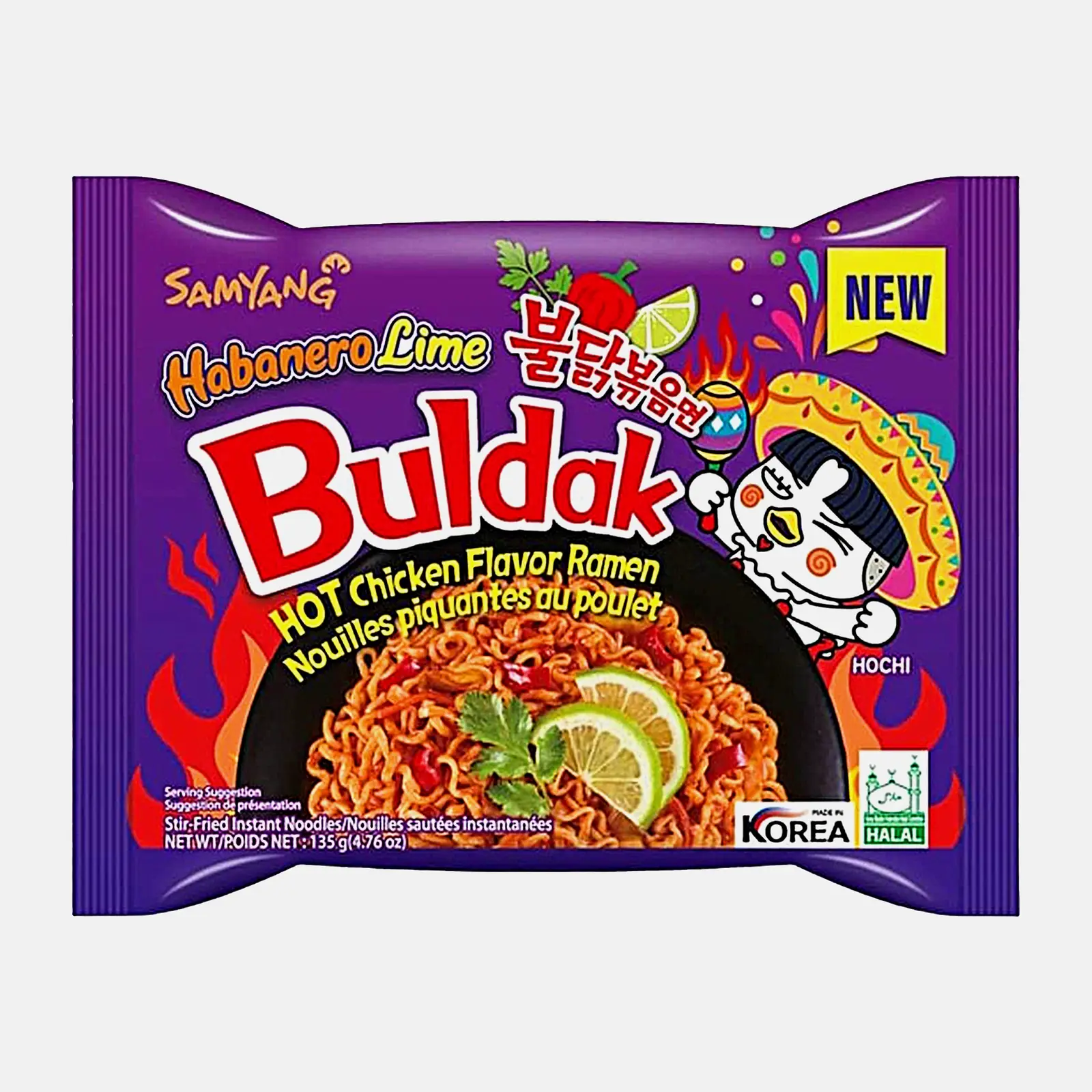 Изображение товара Лапша острая быстрая со вкусом курицы, перца хабанеро и лайма Samyang Buldak 135г