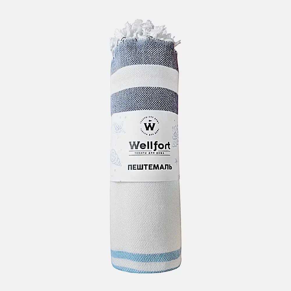 Пештемаль хлопковый в полоску Wellfort 95*140см синий