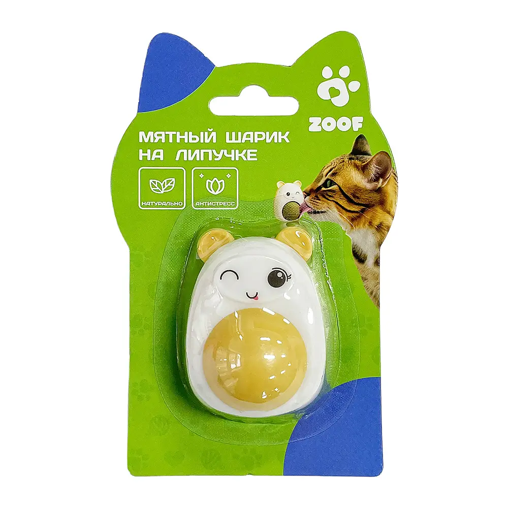 Игрушка для кошек Мятный шарик на липучке