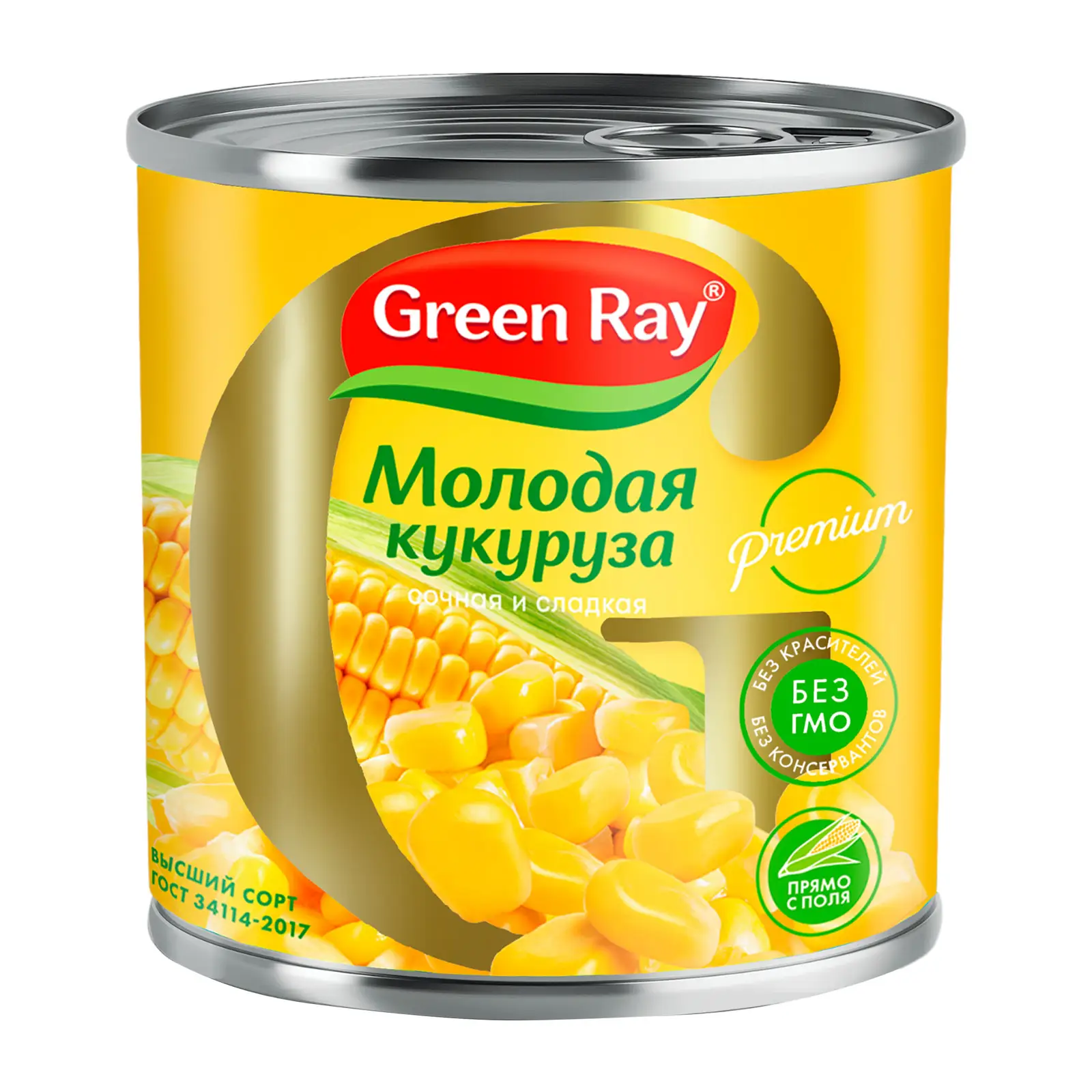 Изображение товара Кукуруза Green Ray сладкая ранняя 340г в консервной банке