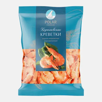 Креветки Polar Королевские варено-мороженые неразделанные 40/60 500г