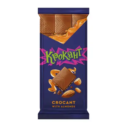 Изображение товара Молочный шоколад с миндалем и соленой карамелью Крокант 90г