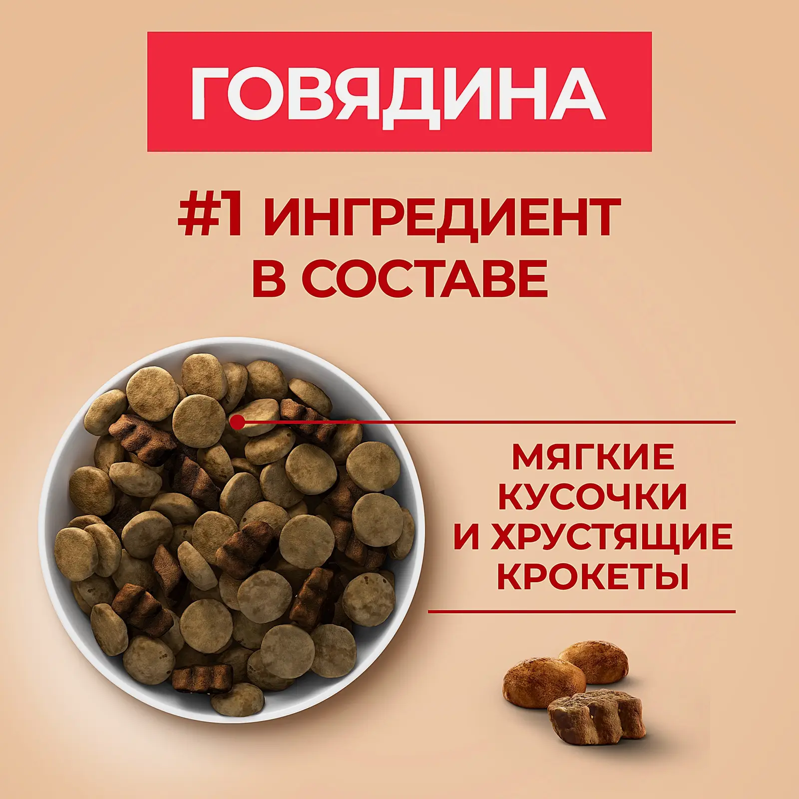 Сухой корм для собак средних и крупных пород с рисом и говядиной Purina ONE 10кг