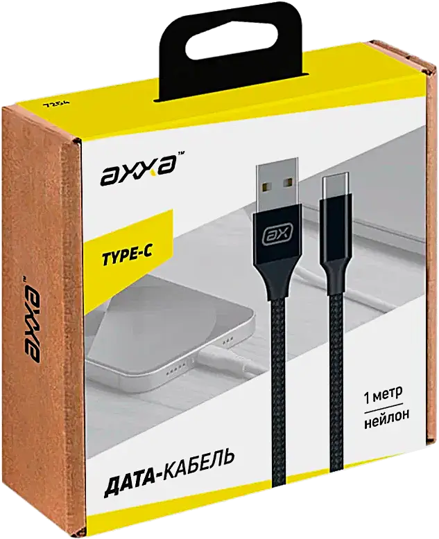 Дата-Кабель Axxa Type-C 2А 7264 нейлон 1м